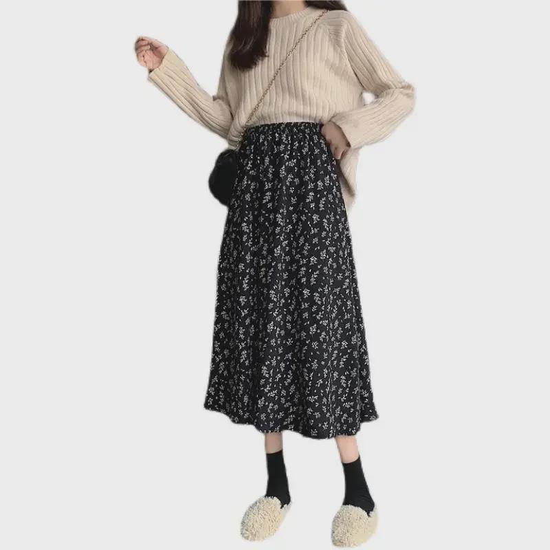 Юбка феи с цветочным принтом и высокой талией: Женская летняя утягивающая юбка средней длины