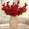 Artificial Berries Christmas Decoration Red Berry Branches for Xmas Tree Party Home Table Ornaments Red Fruit Wreath DIY Gift