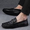 Genuine Leather Slip On Mens Loafers Crocodile Pattern Casual Shoes Designer Mocasines Hot Sale Man Driving Shoes Walking Flats