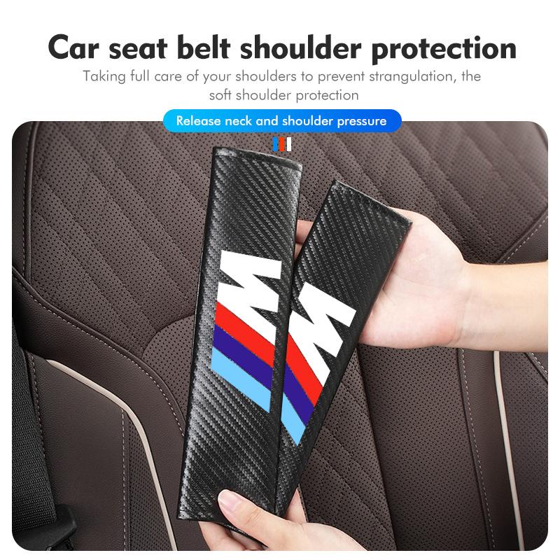 AAAPR1 Carbon Car Seat Belt Cover Shoulder Protector Accessories For BMW M 1 3 4 5 6 7 Series X1 X3 X4 X5 G20 G38 F48 E36 E39