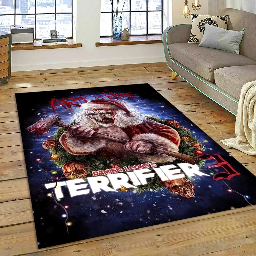 2025 New Style Terrifier 3 Horror Clown Movie Carpet Rug for Bedroom Living Room Home Sofa Decoration,kids Play Decor Floor Mat