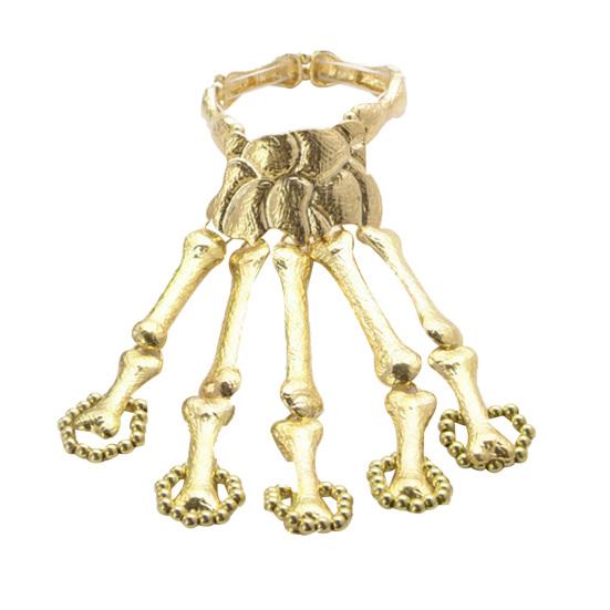 Bone Skeleton Gothic Punk Skull Hand Bangle Finger Ring Bracelet Jewelry Gift