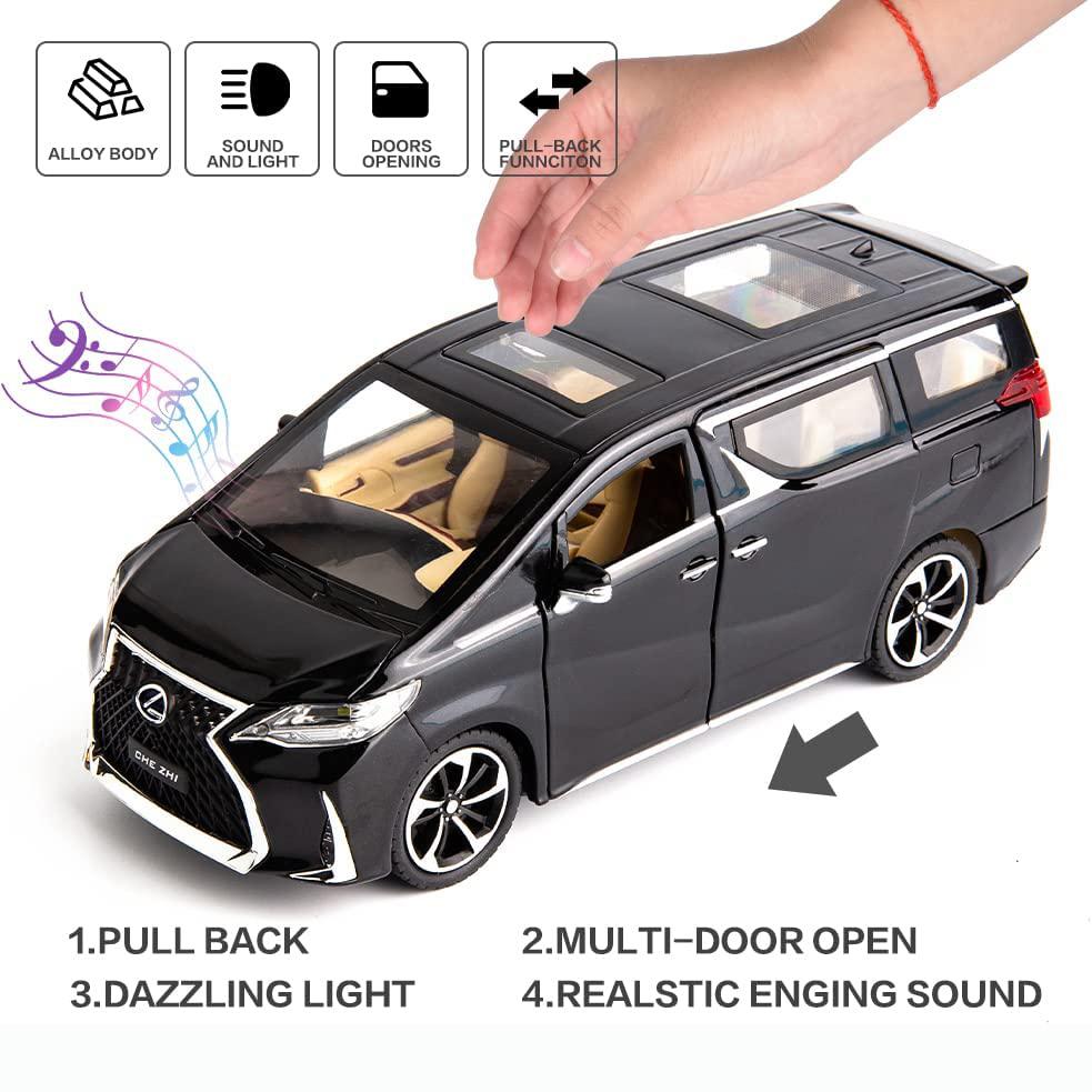 Масштаб 1/24 Lexus LM300, литая под давлением модель автомобиля из сплава, металлический автомобиль со светом и звуком для детей и взрослых, подарочная коллекция