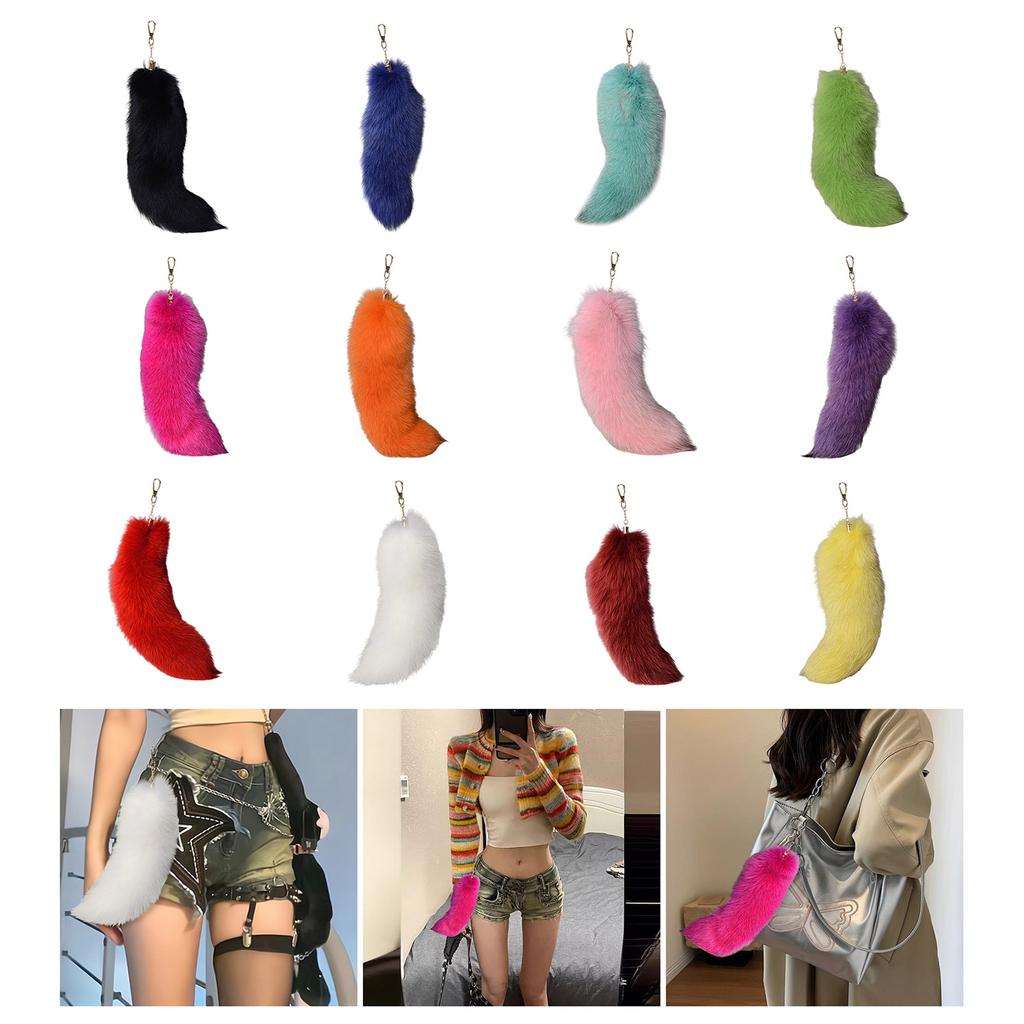 Fluffy Faux Fur Fox Tail Keychain Elegant Keyrings Charm with Foxes Tail Pendant Fashionable Keychain Decorations