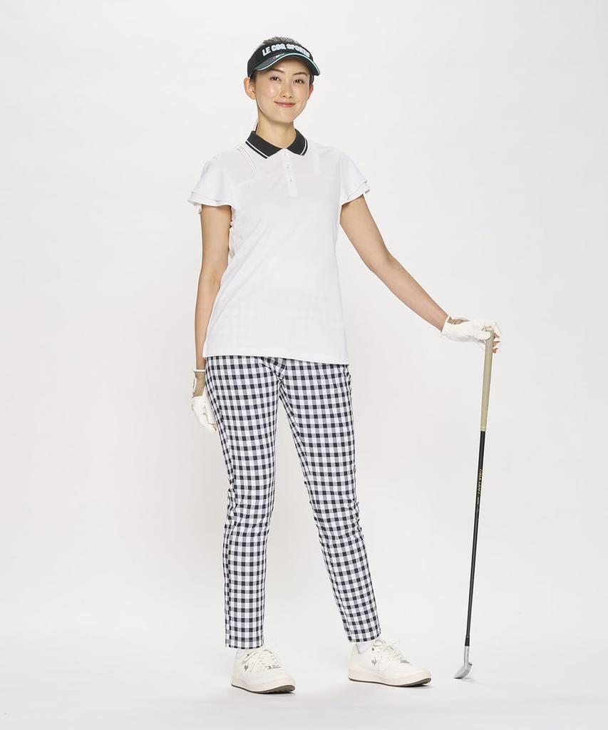 Штаны Coq Sportif Golf Quarter Gingham BK00 [Le Golf], Длина, Клетка, Эластичные, Воздухопроницаемые, Стильные, Гольф, LG5SLP50L, Женские, (черный)