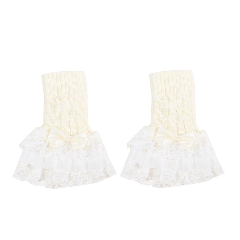 Lolita Lace Bowknot Gloves Y2K Fingerless Gothic Winter Warm Sunscreen Sleeve False Sleeve Gloves Women JK Clothing Accessories