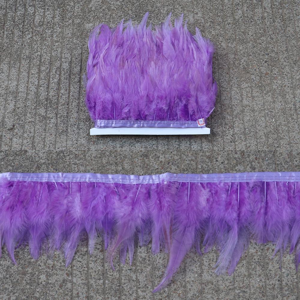 Feather5 10Meters Rooster Feather Trim 8-13CM Colored Chicken Feathers Ribbon 3-5" Saddle Pheasant Feathers Trim Fringe