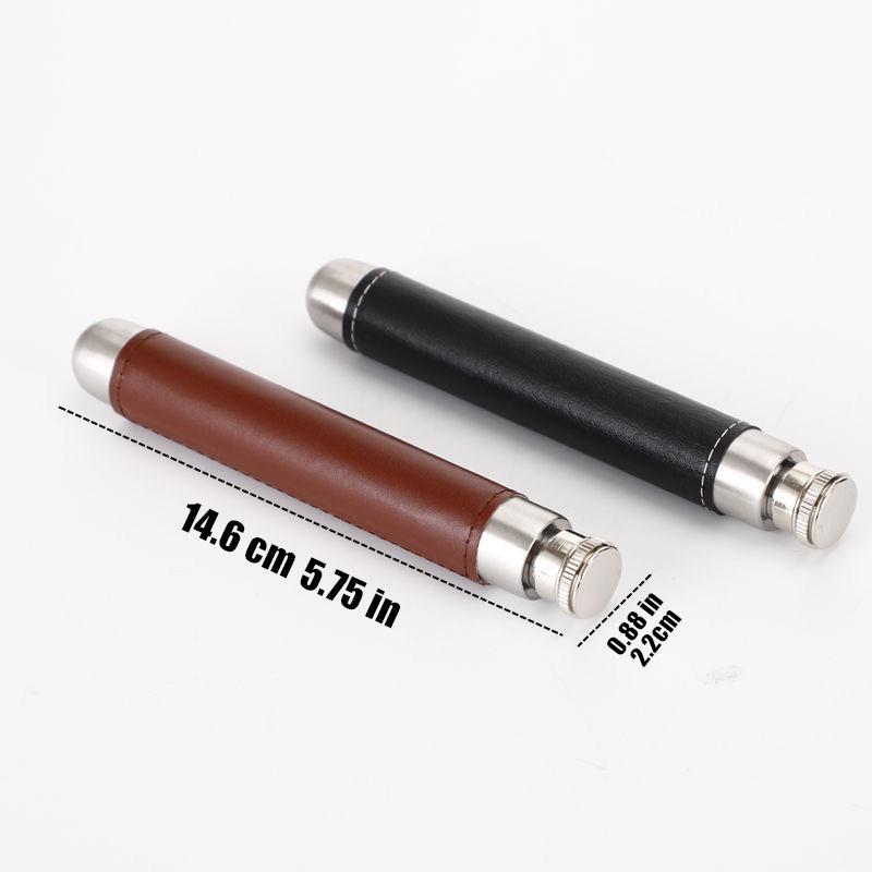 2pcs/set Mini Hip Flask 1.5oz Whisky Vodka + Funnel Stainless Steel Hip Flask Personalized Pen Holder Shape Flagon Men's Gift