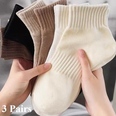 3 пары женских носков средней длины, носки по щиколотку, носки с вертикальными полосками, весенние и осенние носки, спортивные хлопковые носки
