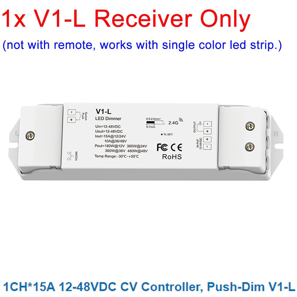 Skydance V1-L 2.4G RF Wireless Remote V1-L(WT) WiFi Tuya APP + Push Dim LED Dimmer CV Controller 12V 24V 15A PWM 0-100% Stepless