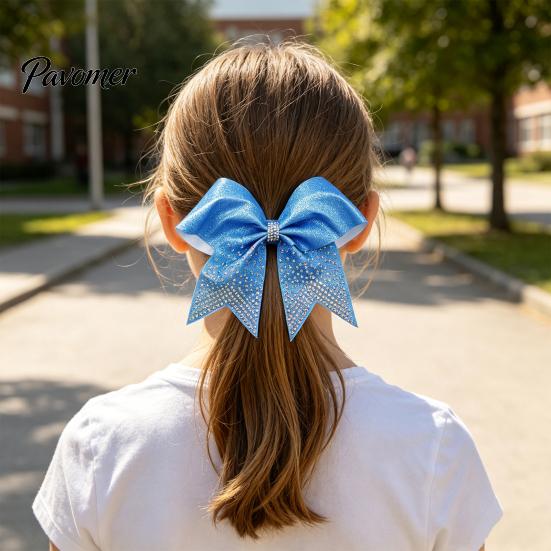 Durable Hair Ties for Dancing Sparkling Bow Clip, Glitter Sequin Clip Cheerleading Pink Bows Cheerleaders Performance And Dance Team Accessories,