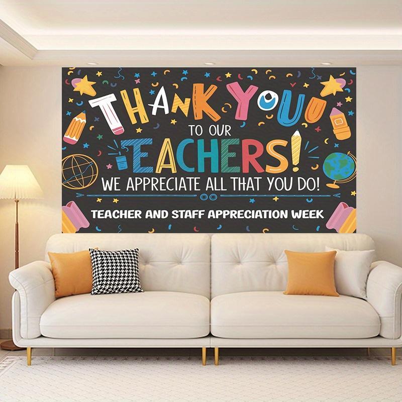 One item, a bright banner for Teacher Appreciation Week, with background fabric decoration, made of polyester material