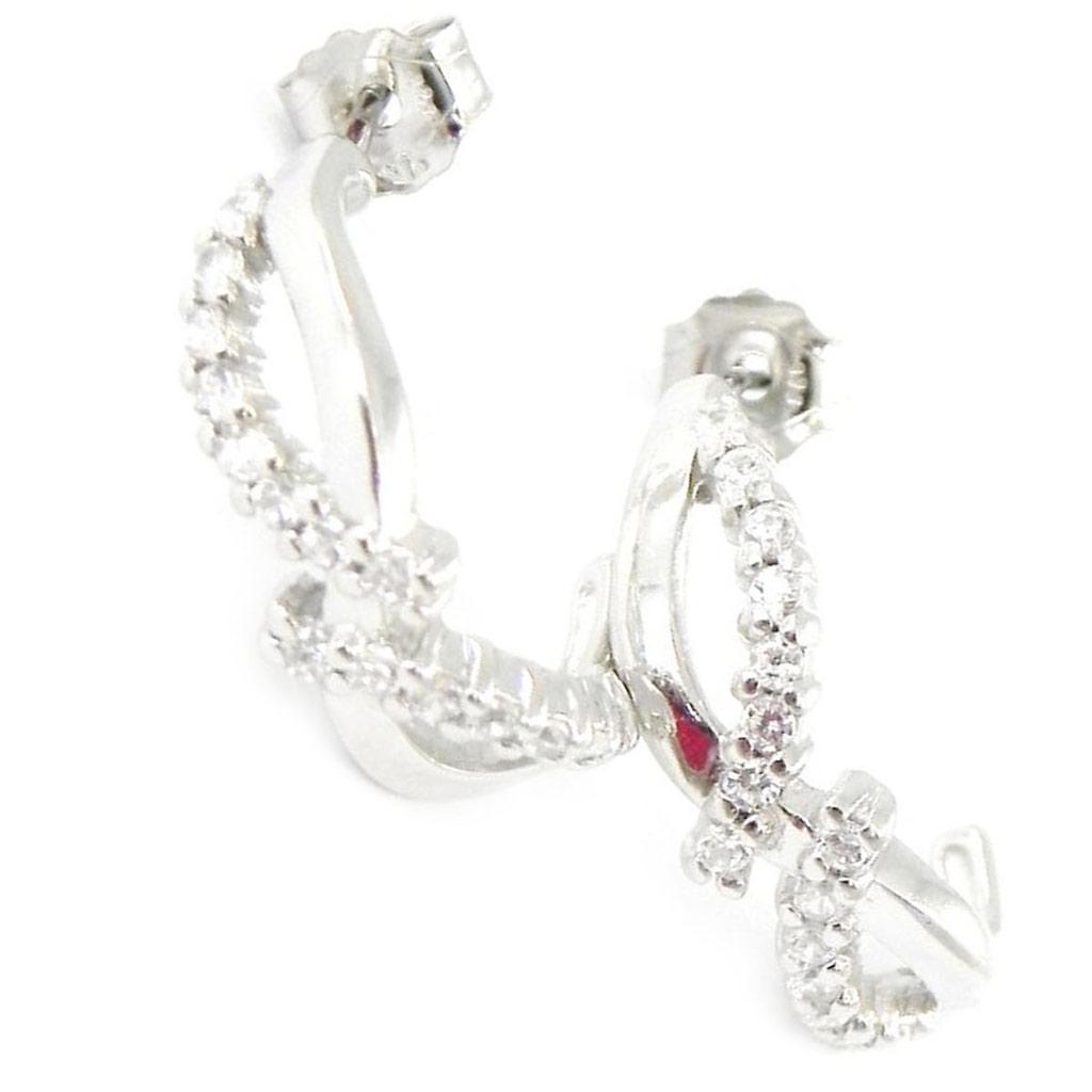 Les Trésors De Lily [E0258] — Белые серебряные серьги-кольца «Богиня»