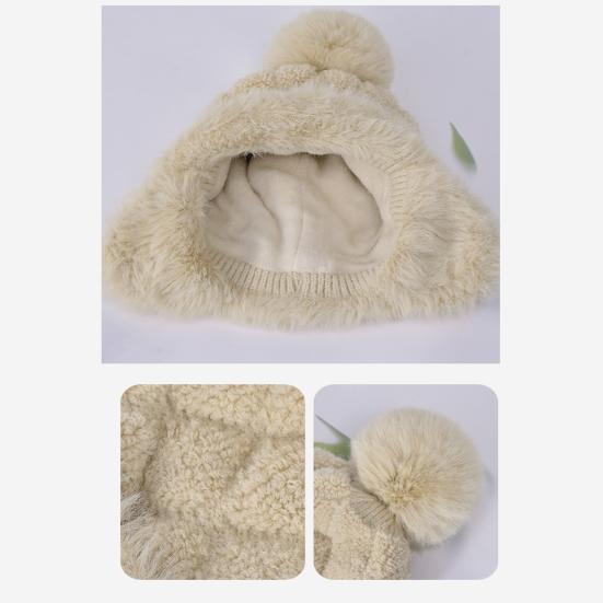 Женская зимняя шапка с ушами, толстая плюшевая шапка с помпоном, защищающая уши, трикотажная, сохраняющая тепло, эластичная, для холодной погоды, уличный головной убор