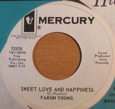 7-дюймовая пластинка FARON YOUNG - Sweet Love And Happiness 72576PROMO MERCURY 1966 США Кантри/Фолк Б/у