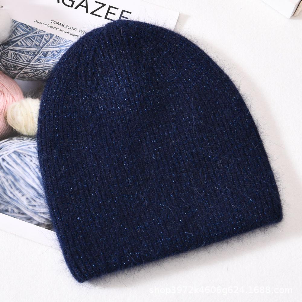 Autumn and winter solid color small sequins soft men's and women's warm wool hats Angola long rabbit hair knitted hat rabbit down cold hat