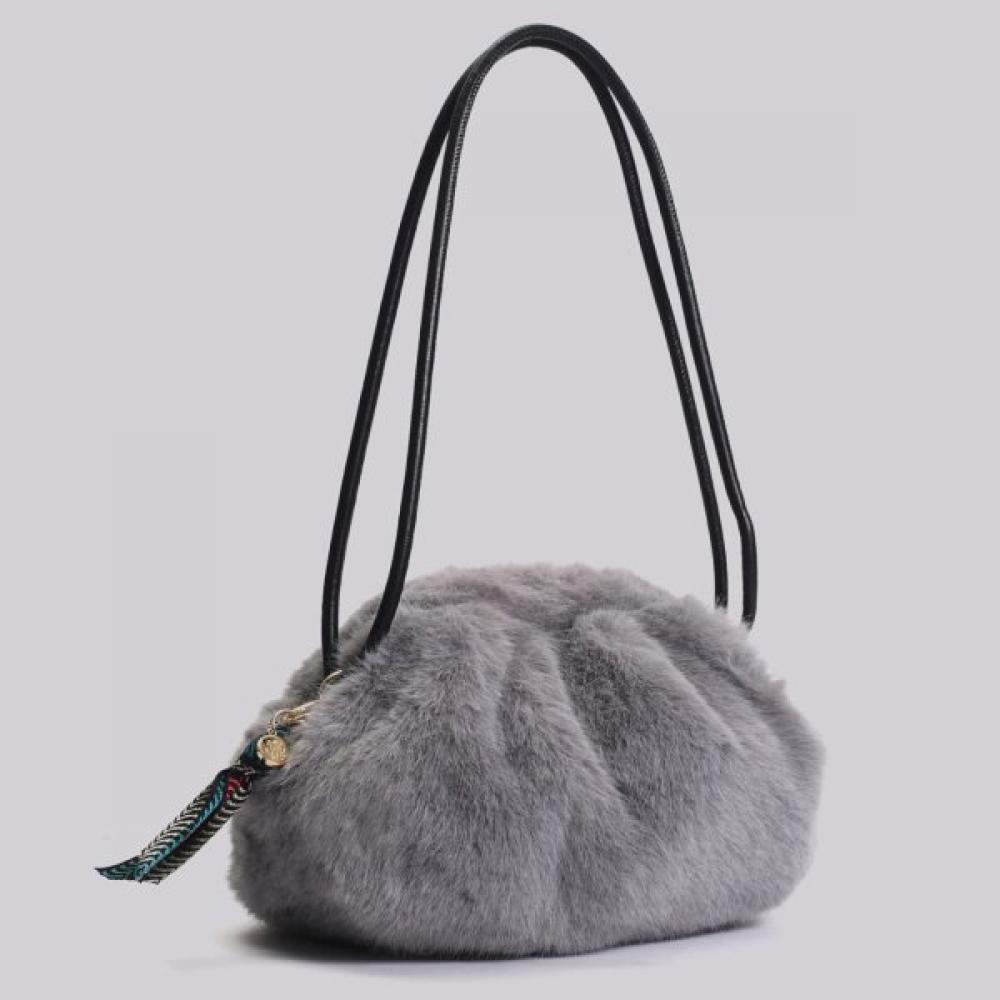 Lala Fur Clutch Crossbody Bag Ivory Lala2f140