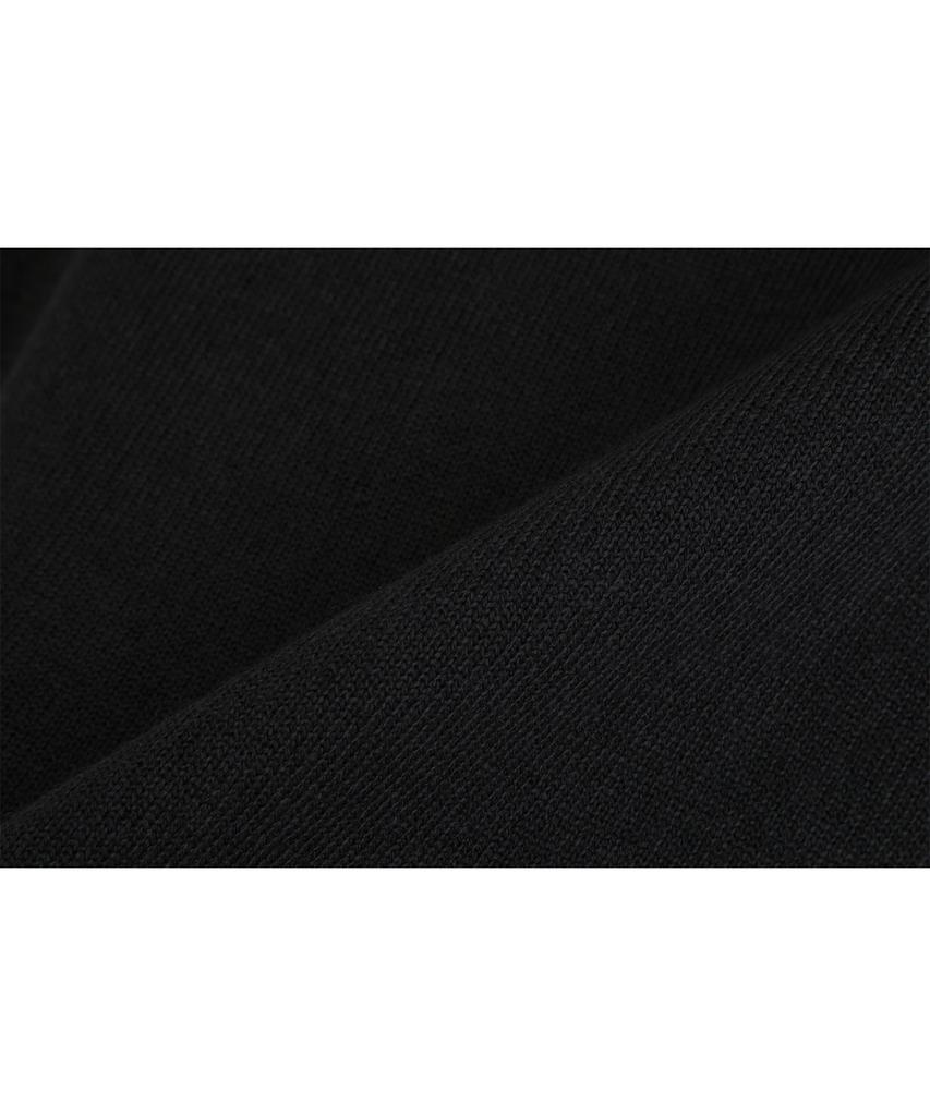 ASHOUR Gold Button Round Knit Black