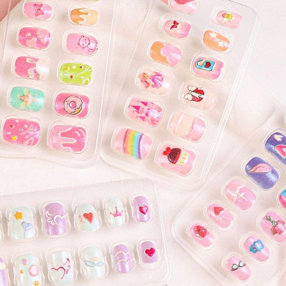 Cute Children Nail Patches Short Press on Nails Fashion False Nails  for DIY