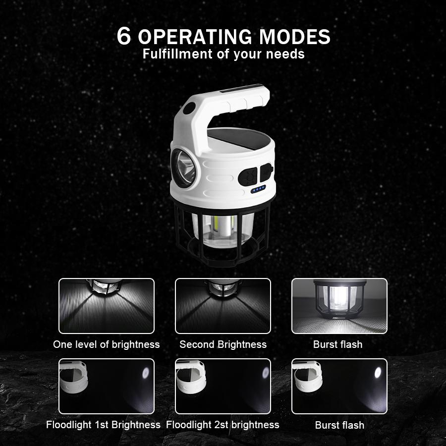 LED Rechargeable Solar Lights Camping Tent Atmosphere Super Long Endurance Portable Solar Emergency Hanging Lights Flashlight