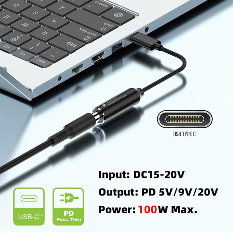 Cablecc 100 Вт зарядный DC разъем вход 5.5X2.5 мм от USB-C тип C кабель питания ноутбук компьютер для телефона PD9V 5V 20V