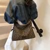 Fashion Trend Velvet Leather In Style Feminine Bag New Korean Version Popular Leopard Print Large Capacity Shoulder Bag