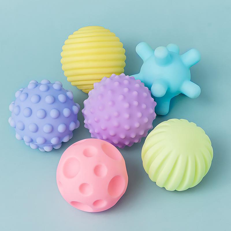 6pcs Textured Multi Ball Set Develop Baby's Tactile Senses Toy Kids Touch Hand Ball Toys Baby Training Ball Massage Soft Ball