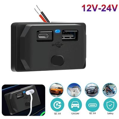 Панель автомобильного USB-зарядного устройства 12 В-24 В PD QC3.0 Розетка для быстрой зарядки Водонепроницаемая розетка