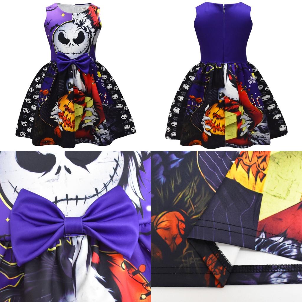 Платье для девочки Sally Face из смесовой хлопковой ткани с бабочкой-бантом для Хэллоуина и Рождественских праздников