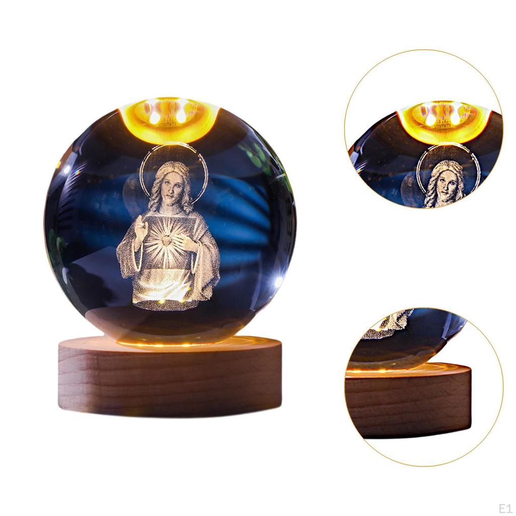 Ball Light with Wooden Stand, Table Ornament for Living Space