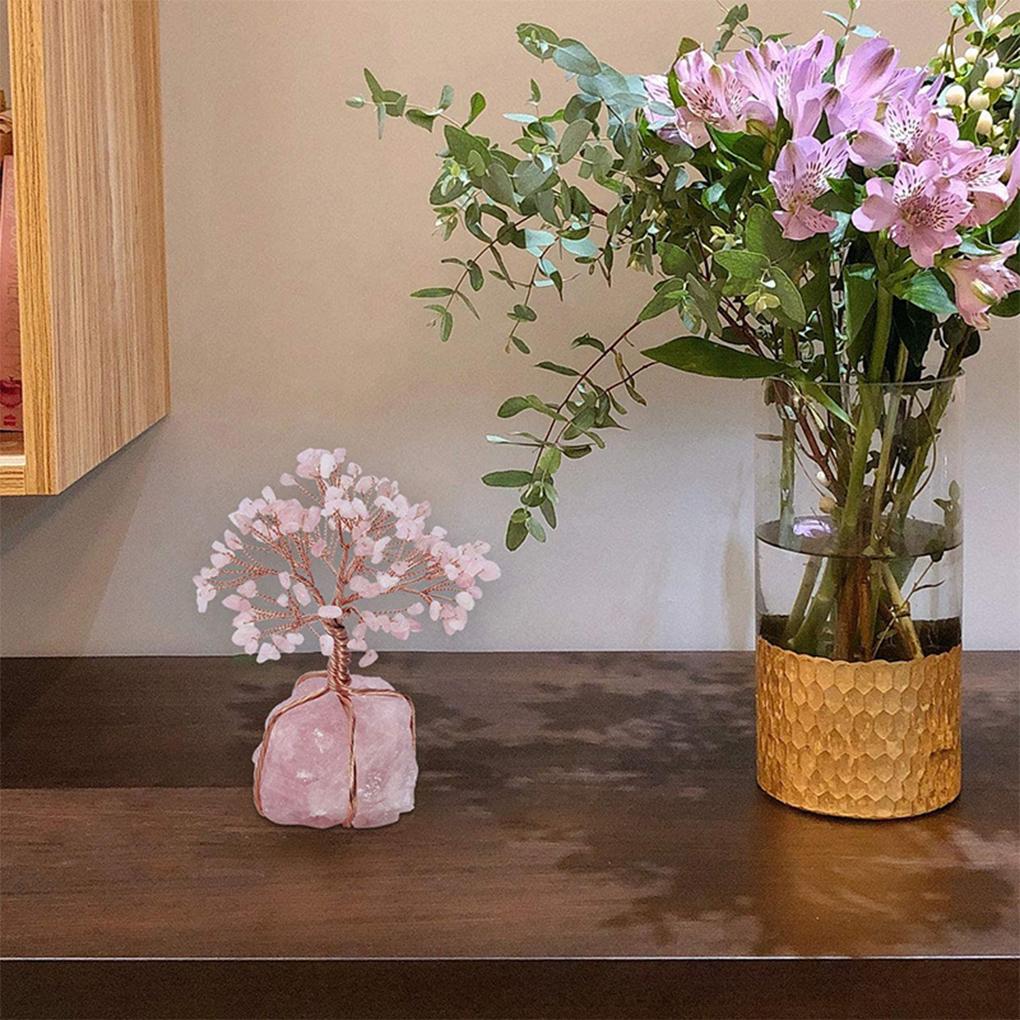 Каменный мини денежное дерево с основанием из медной проволоки для украшения книжной полки, офисов, денежное дерево, медный дом