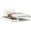 VidaXL Cadre de lit avec tiroirs blanc 90x190 cm bois pin massif, sommier, cadre de lit simple, cadre de lit en bois massif 3301527