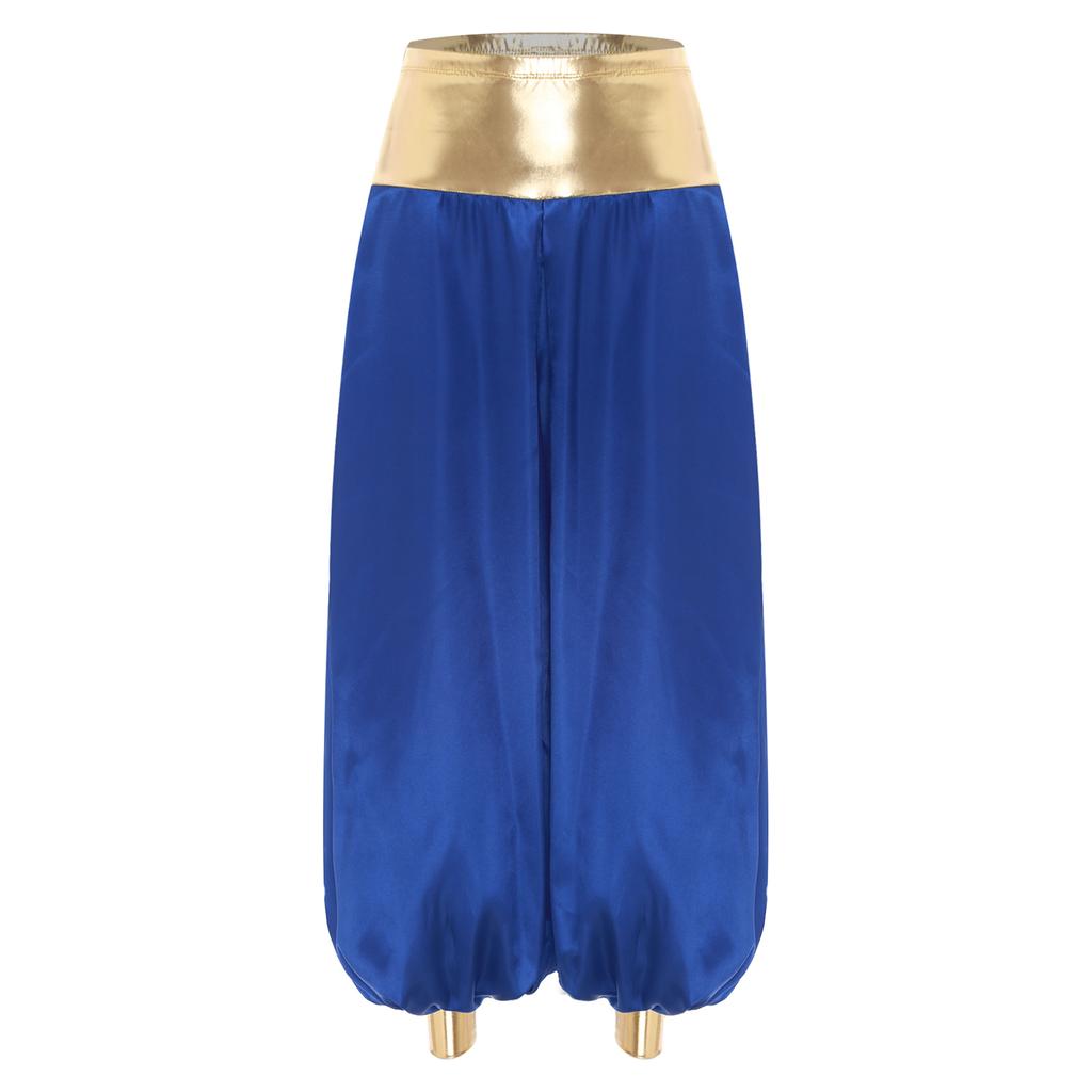 Women Metallic Hippie Pants Arabian Princess Costume Shiny Patchwork Lantern Harem Pants Cosplay Halloween