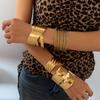 Golden Chunky Metal Cuff Bracelets for Women Smooth Illregular Geometric Open Bangles Punk Hyperbole Multi-layer Wrist Jewelry F