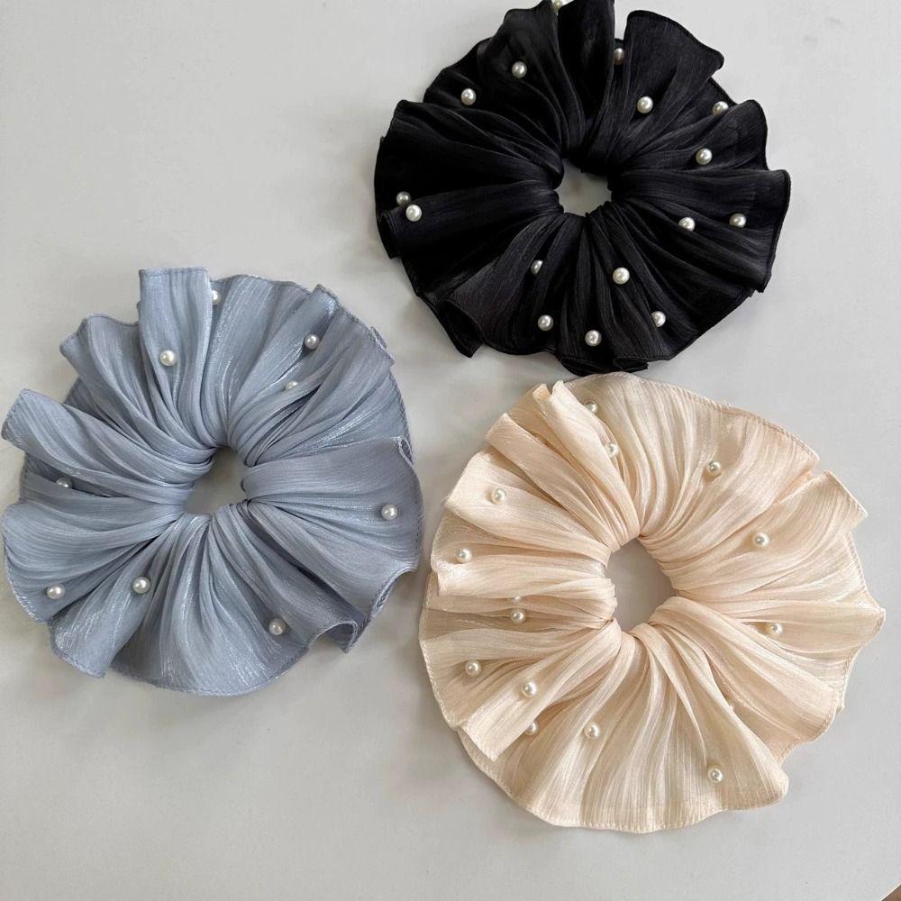 Cloth Elastic Scrunchies French Style Pearls Hair Rope Elegant Women Hair Scrunchies Women