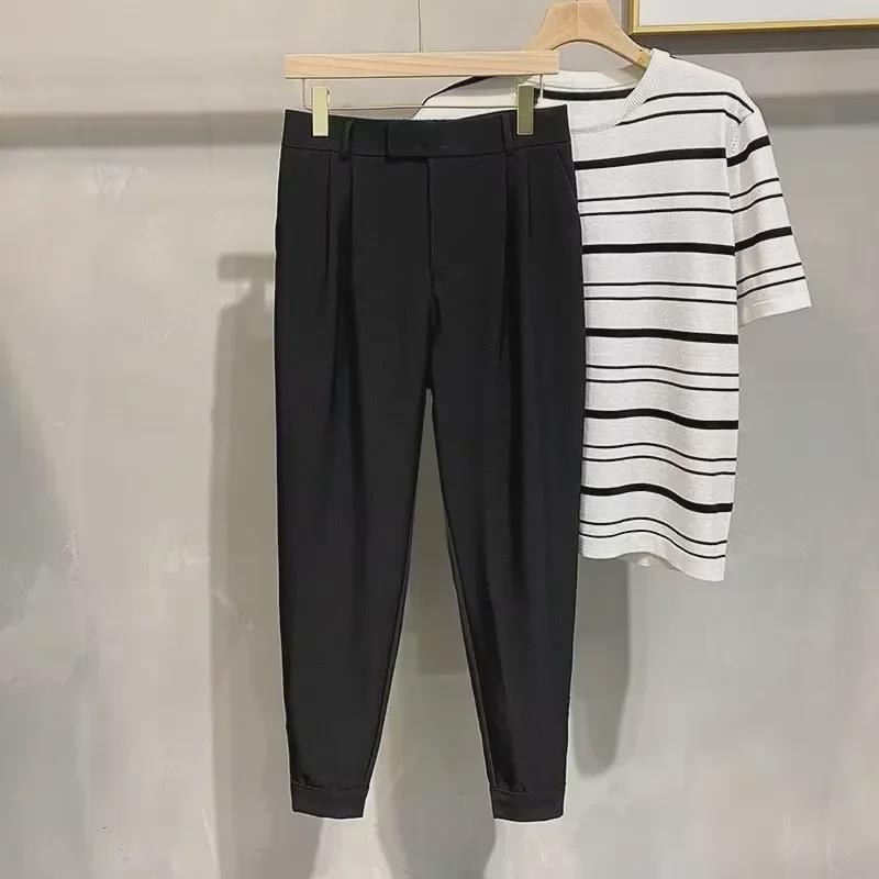 Мужские модные укороченные шаровары в корейском стиле — универсальный, драпированный костюм, подходящий для весны и лета