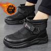 Весна Осень Новые Изысканные Мужские Ботинки с Толстым Вельветом и Теплые Зимние Ботинки Зимняя Уличная Обувь на Толстой Подошве с Высоким Верхом Хлопковые Ботинки