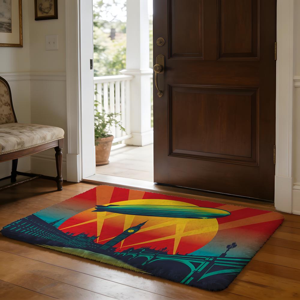 LLed ZZeppelin Floor Mat Soft Flannel Absorbent Mat Non-Slip Rug Home Bedroom Bathroom