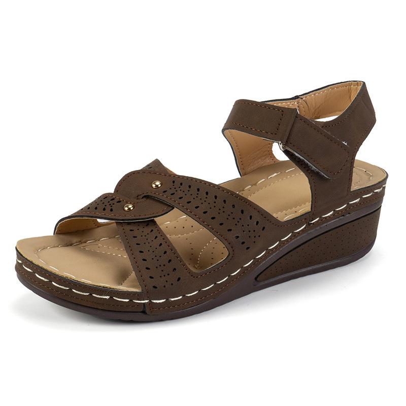 Летняя новинка внешней торговли, большой размер, дышащие сандалии с открытым носком и рыбьим ртом, нескользящие повседневные сандалии на ремешке с пряжкой, туфли для мамы, женские сандалии