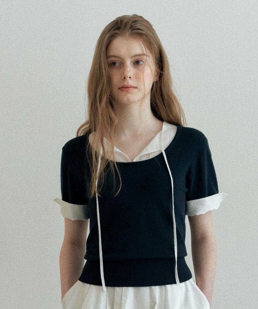 YUPPE Collared Tie Knit_Navy