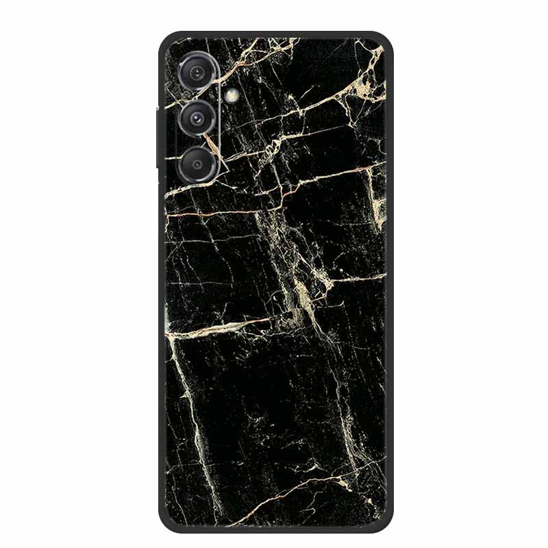 Чехол для Samsung Galaxy M36 A17 5G Цветок Черный Силикон Мягкая Задняя Крышка Для Samsung Galaxy S25 FE Plus Чехол для Телефона Coque Мультяшный