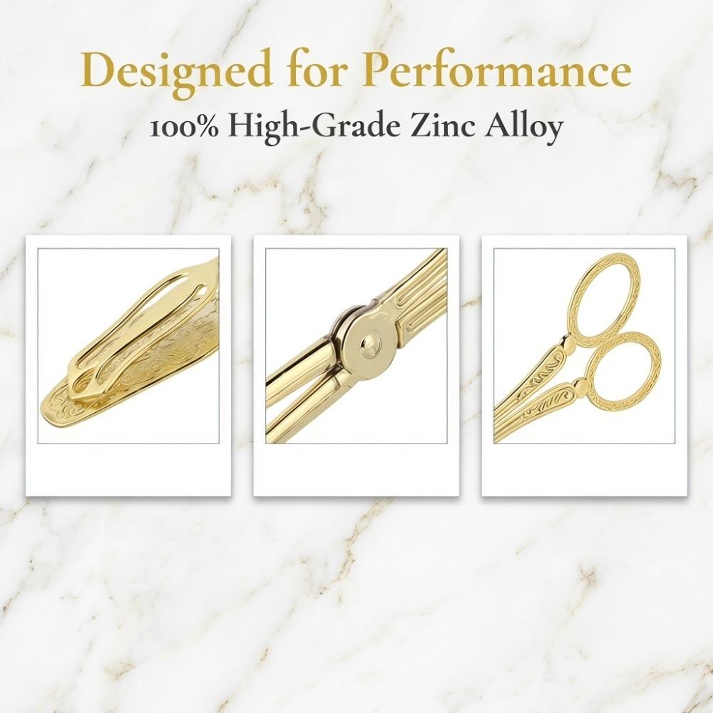 Zinc Alloy Bread Tongs Gold Finish Barbecue Tongs Elegant Buffet Clamps Barbecue Table