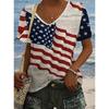 Women's T Shirt Flag American National Stylish Casual Short Sleeve V Neck Regular Tops Print Summer