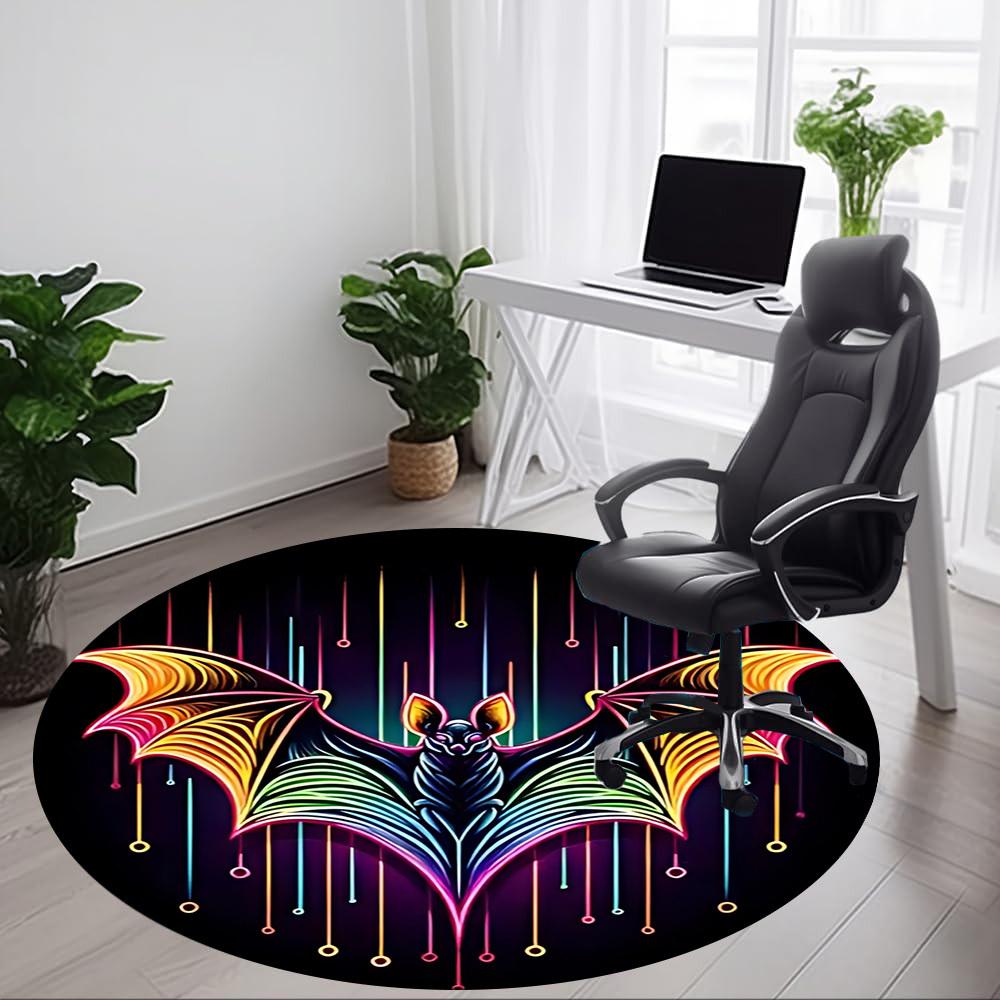 1pc Neon Bat Print Chair Carpet for Office Non-Slip, Machine Washable Rug for Office, Room - Holiday Decor, Machine Made yy251016134