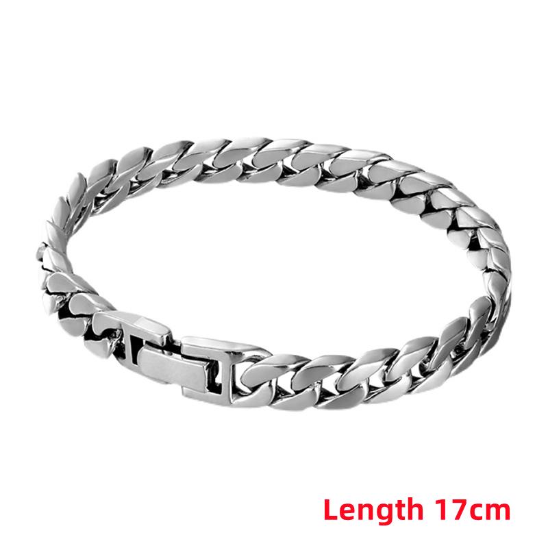 100% S925 Silver Handmade 7MM 8MM Retro Cuban Trend Rough Personality Man Woman Pure S925 Silver Bracelet Jewelry