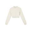 Solid Logo Mock Neck Long Sleeve Cropped Top Women Tops Beige FN2477-104