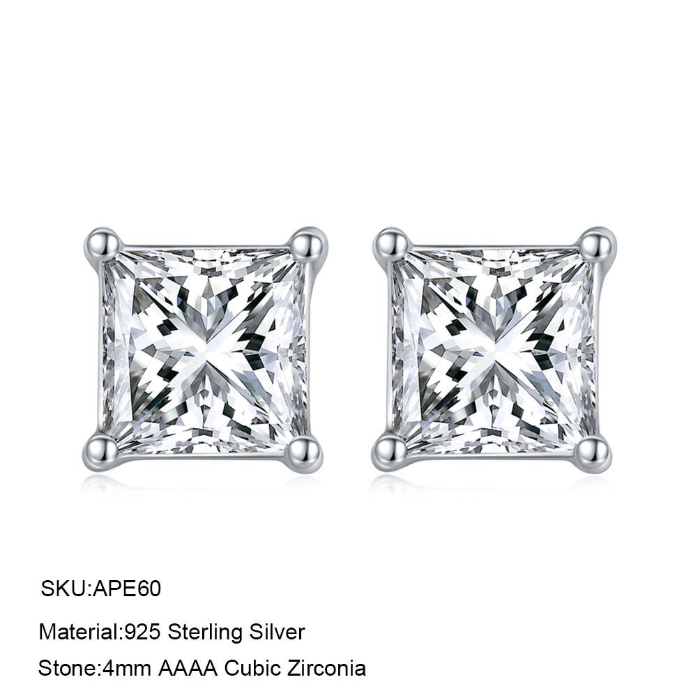 SE-2 Classic Four/Six Claw Setting 6mm Diamond Earrings 925 Sterling Silver 5A Zircon Women Earrings Fashion Jewelry