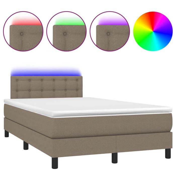 Maison Exclusive - Sommier à lattes de lit matelas et LED taupe 120x190 cm tissu