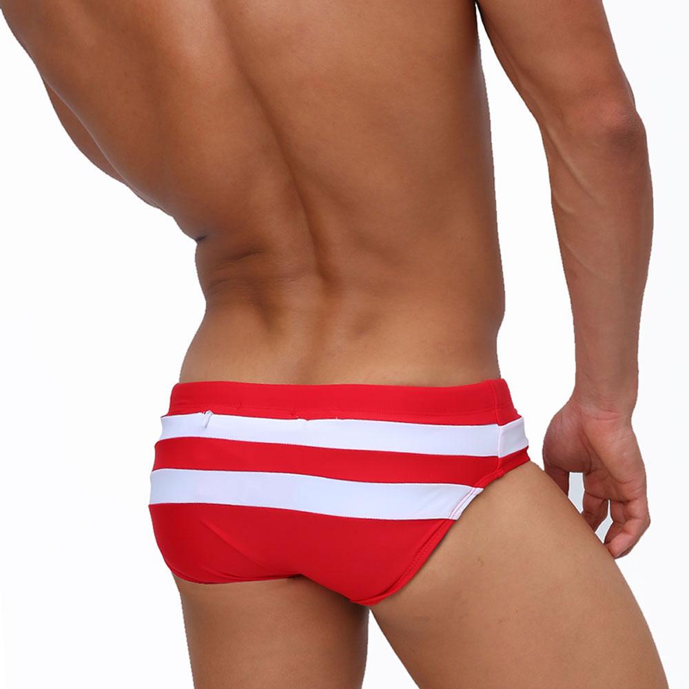 UXH Brand Men SwimBriefs Low Waist Zipper Can Open Swimwear Beach Wear Tanning Surfing