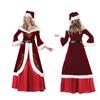 Mrs. Claus Costume for Women Adult Christmas Santa Dress with White Faux Fur Trim Velvet Xmas Cosplay Outfit